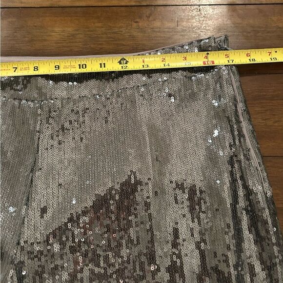 A New Day Women's Relaxed Leg High Rise Silver Sequin Trouser Pants Size 12 NEW - Picture 11 of 13